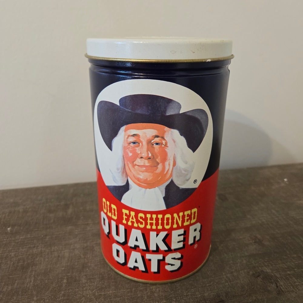 Vintage 1982 Quaker Oats Limited Edition Tin Canister Famous Cookie Recipe Logo